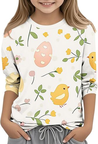Girls Boys Easter Bunny Tshirt Kids Funny Rabbit Easter Egg Graphic Tee Cute Easter's Festival Print Tops 3-13 Years in Saudi Arabia
