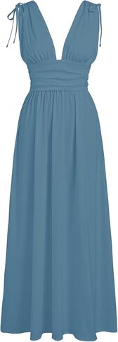 CIDER Maxi Dress Sleeveless Backless Ruffle V Neck High Waist Elegant Prom Dresses for Women Wedding Party Gowns in Saudi Arabia