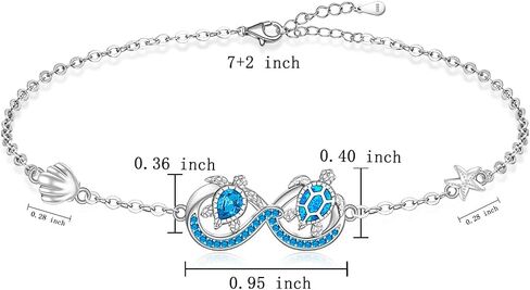 Turtle Bracelet for Women Sterling Silver Blue Opal Ocean Sea Turtle Bracelets for Women Charms Beach Infinity Jewelry Tortoise Gifts in Saudi Arabia