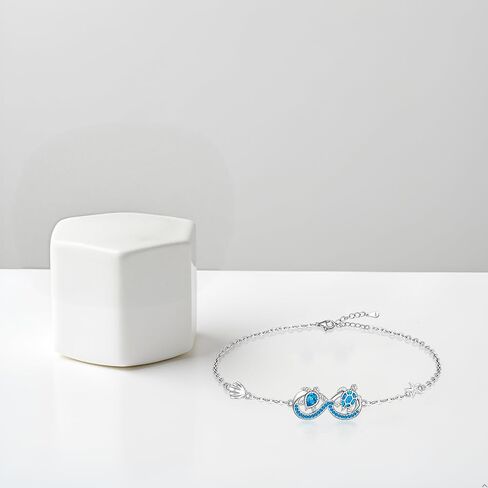Turtle Bracelet for Women Sterling Silver Blue Opal Ocean Sea Turtle Bracelets for Women Charms Beach Infinity Jewelry Tortoise Gifts in Saudi Arabia