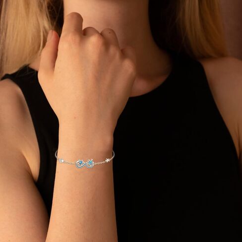 Turtle Bracelet for Women Sterling Silver Blue Opal Ocean Sea Turtle Bracelets for Women Charms Beach Infinity Jewelry Tortoise Gifts in Saudi Arabia