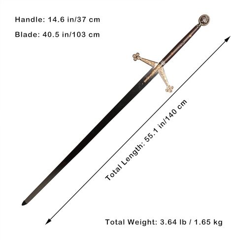 Medieval Royal Scottish Claymore Highland Sword with Display Plaque for Cosplay, Collection-55 Inch in Saudi Arabia
