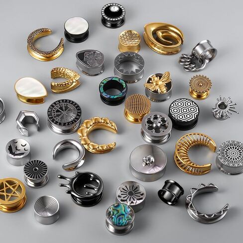 5 Pairs 316L Surgical Stainless Steel Random Colors Ear Gauges Tunnels Plugs Body Piercing Hypoallergenic expander Piercing Body Jewelry in Kuwait