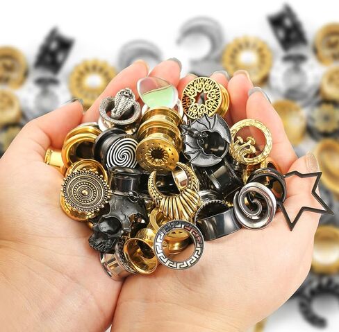 5 Pairs 316L Surgical Stainless Steel Random Colors Ear Gauges Tunnels Plugs Body Piercing Hypoallergenic expander Piercing Body Jewelry in Kuwait