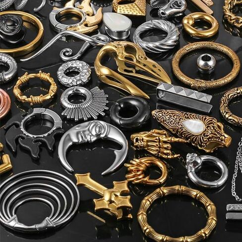 5 Pairs 316L Surgical Stainless Steel Random Colors Ear Gauges Tunnels Plugs Body Piercing Hypoallergenic expander Piercing Body Jewelry in Kuwait