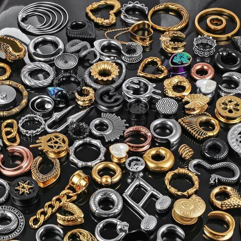 5 Pairs 316L Surgical Stainless Steel Random Colors Ear Gauges Tunnels Plugs Body Piercing Hypoallergenic expander Piercing Body Jewelry in Kuwait