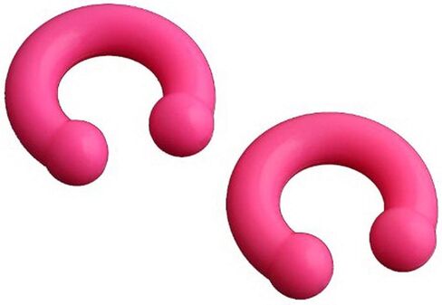 JewelryVolt Pair Silicone Horseshoe Ball Ends Plugs Gauge Flexible Rubber Plastic (Pink 3mm (8g)) in Kuwait