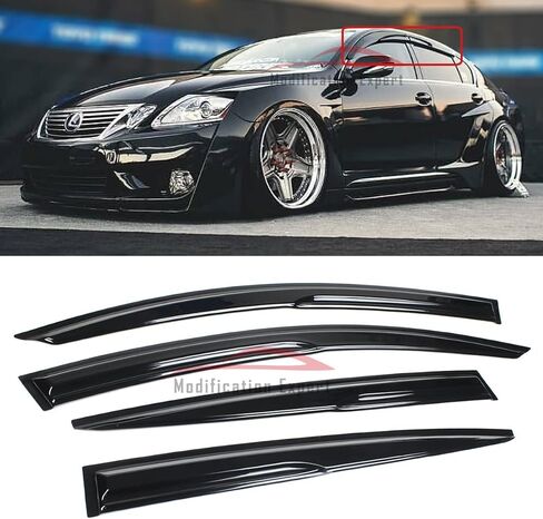 يناسب 2006-2011 لكزس GS GS350 GS300 GS450 سيدان JDM ثلاثية الأبعاد متموجة نمط موجين حاجب النافذة واقي المطر منحرف in Saudi Arabia