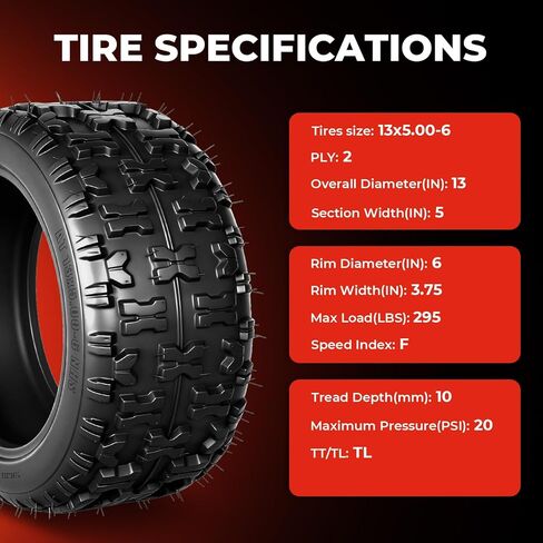 مجموعة من إطارات 13x5-6 ATV UTV، إطارات 13x5x6 لجميع التضاريس، مصنفة بطبقتين، بدون أنابيب in Saudi Arabia