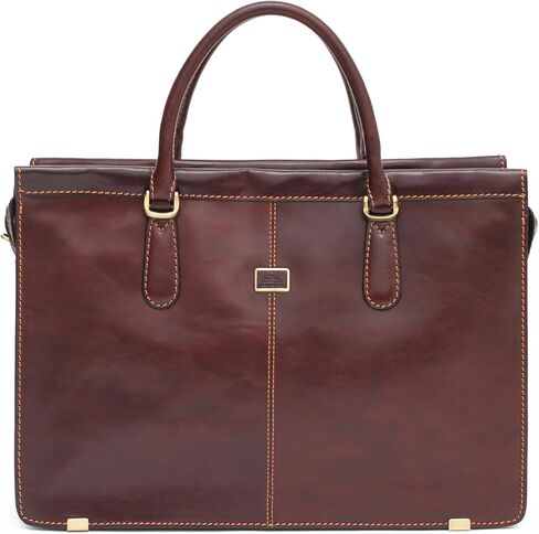 Tony Perotti Womens Italian Bull Leather Bella Fellini Double Compartment Leather Laptop Briefcase in Saudi Arabia