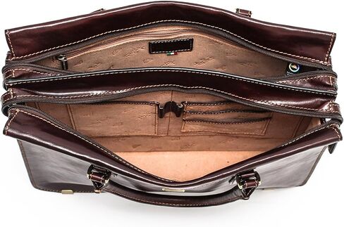 Tony Perotti Womens Italian Bull Leather Bella Fellini Double Compartment Leather Laptop Briefcase in Saudi Arabia