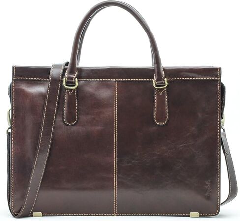 Tony Perotti Womens Italian Bull Leather Bella Fellini Double Compartment Leather Laptop Briefcase in Saudi Arabia