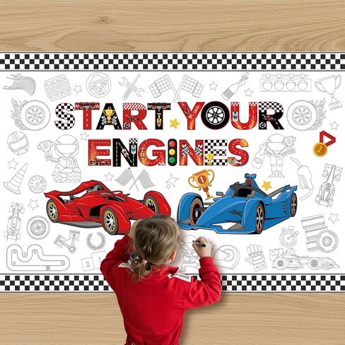 Race Car Coloring Poster Giant Race Car Theme Party Decorations Jumbo Coloring Books for Boys Large Racing Poster for School Classroom Home Party Supplies in Saudi Arabia
