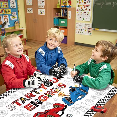 Race Car Coloring Poster Giant Race Car Theme Party Decorations Jumbo Coloring Books for Boys Large Racing Poster for School Classroom Home Party Supplies in Saudi Arabia