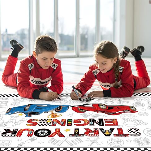 Race Car Coloring Poster Giant Race Car Theme Party Decorations Jumbo Coloring Books for Boys Large Racing Poster for School Classroom Home Party Supplies in Saudi Arabia