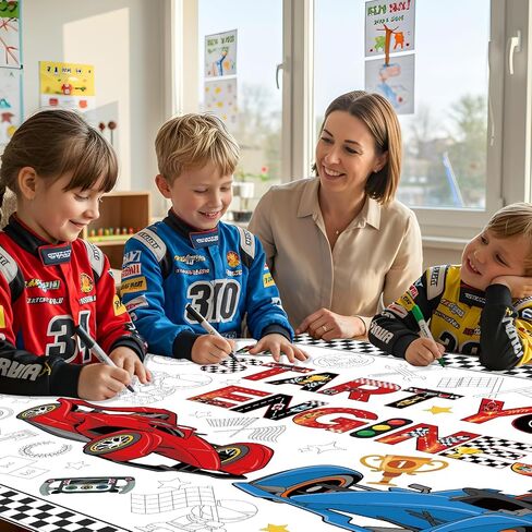 Race Car Coloring Poster Giant Race Car Theme Party Decorations Jumbo Coloring Books for Boys Large Racing Poster for School Classroom Home Party Supplies in Saudi Arabia