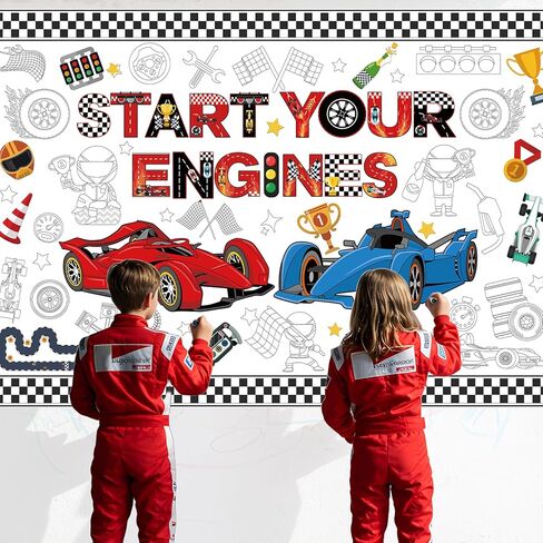 Race Car Coloring Poster Giant Race Car Theme Party Decorations Jumbo Coloring Books for Boys Large Racing Poster for School Classroom Home Party Supplies in Saudi Arabia