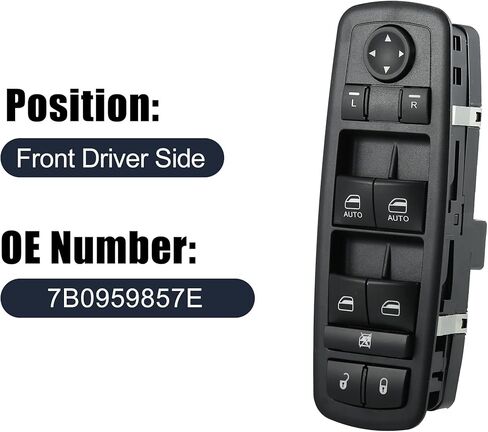 مفتاح نافذة الطاقة الكهربائية للتحكم الرئيسي في الجانب الأمامي الأيسر من X AUTOHAUX لسيارة Volkswagen Routan 2009-2014 استبدال 7B0959857E/7B0959857A/7B0959857B in Saudi Arabia