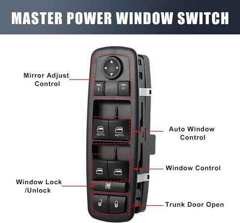 مفتاح نافذة الطاقة الكهربائية للتحكم الرئيسي في الجانب الأمامي الأيسر من X AUTOHAUX لسيارة Volkswagen Routan 2009-2014 استبدال 7B0959857E/7B0959857A/7B0959857B in Saudi Arabia