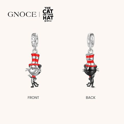 GNOCE القطة في القبعة Popcat قلادة متدلية سوار للنساء، S925 فضة استرليني متدلية سحر للنساء الزوجة، عيد الحب، مجوهرات عيد الأم in Saudi Arabia