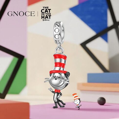 GNOCE القطة في القبعة Popcat قلادة متدلية سوار للنساء، S925 فضة استرليني متدلية سحر للنساء الزوجة، عيد الحب، مجوهرات عيد الأم in Saudi Arabia