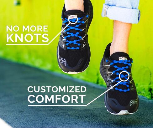 كاتربي رن - أربطة الحذاء المرنة بدون ربطات عنق للبالغين والأطفال - برتقالي حمضي وأزرق استوائي - قياسي: 30 بوصة / 75 سم in Kuwait