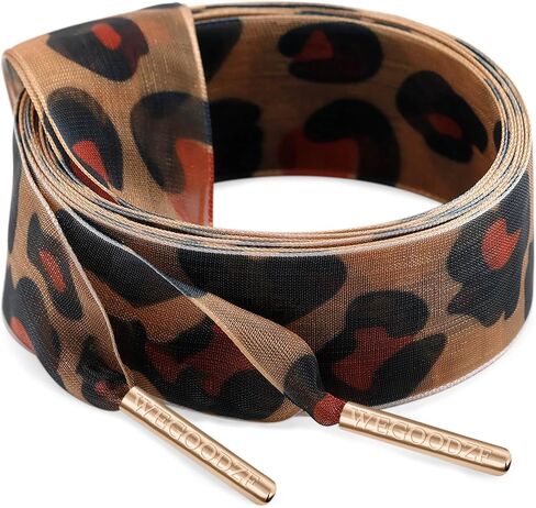Print Organza Shoe Laces: 2 Pairs 2.5CM Wide Pattern Snow Yarn Shoelaces with Metal Tips in Saudi Arabia