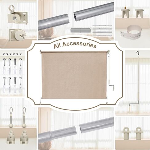 Outdoor Roller Shades for Patio, 5' W x 8' H Exterior Cordless Roll Up Blinds with 2 Poles & 1 Fabric, Outdoor Sun Shade Cloth for Porch, Gazebo, Balcony, Pergola, Mocha in Saudi Arabia