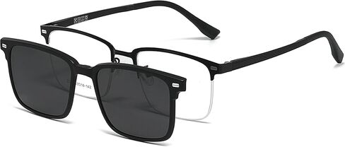 Square Semi-Rimless Optical Glasses Frame Men Magnetic Sunglasses Eyeglasses With Polarized clip on UV Protection in Saudi Arabia