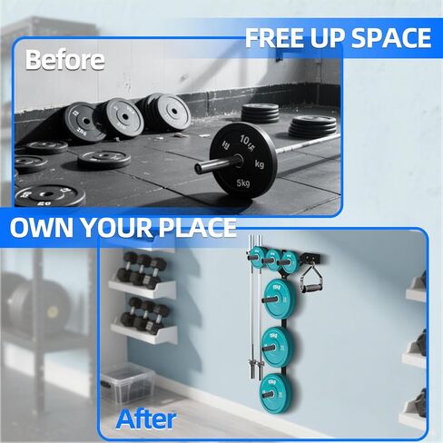 حامل أثقال مزدوج على الحائط، حامل تخزين أثقال مع مسحوق أسود مطلي لصالة الألعاب الرياضية المنزلية، وصالة الألعاب الرياضية في المرآب in Kuwait