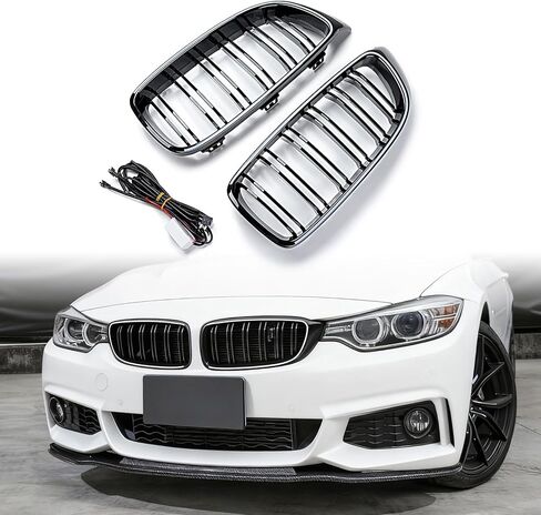 شبكة الكلى ذات الخط المزدوج من Astra Depot متوافقة مع 2014-2019 BMW F32 F33 F36 4-Series F82 F83 M4 F80 M3 (أسود لامع) in Saudi Arabia