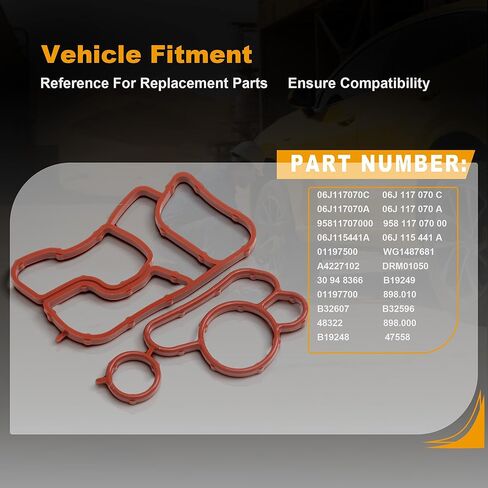 06J117070C 06J115441A Engine Oil Cooler Gasket & Oil Filter Housing Gasket Compatible with Audi A3 A4 A5 A6 A8 Q3 Q5 TT VW Golf Jetta Passat Tiguan CC Beetle EA888 MK2 1.8T 2.0T in Kuwait