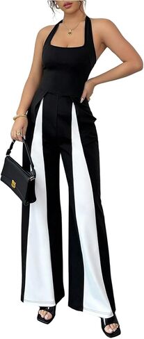 SHENHE Women's Dressy Jumpsuit Halter Neck Wide Leg Sleeveless Party Night Romper Jumpsuits in Saudi Arabia