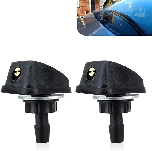 2PCS Windshield Washer Nozzle, Front Windshield Straight Column Sprayer Replacement, Adjustable Nozzle for Most Cars, Trucks and SUVs, Auto Parts (Black) in Saudi Arabia