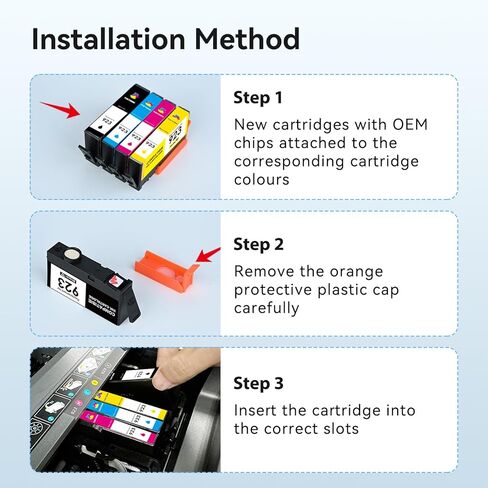 خراطيش حبر TOKYOINK 923 لطابعات HP المتوافقة مع خراطيش حبر HP 923 HP923 تعمل لـ OfficeJet Pro 8120 8122 8122e 8123 8124 8125 8130 8132 8134 8135e 8138e 8139e بدون شريحة (4 عبوات) in Kuwait