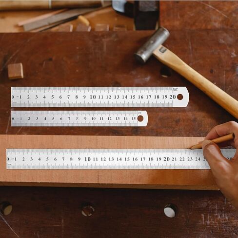 عصا يارد، 3 قطع مسطرة معدنية أدوات ميكانيكية للأطفال، أدوات قياس للرسم والعمل الدقيق، مسطرة من الفولاذ المقاوم للصدأ in Kuwait