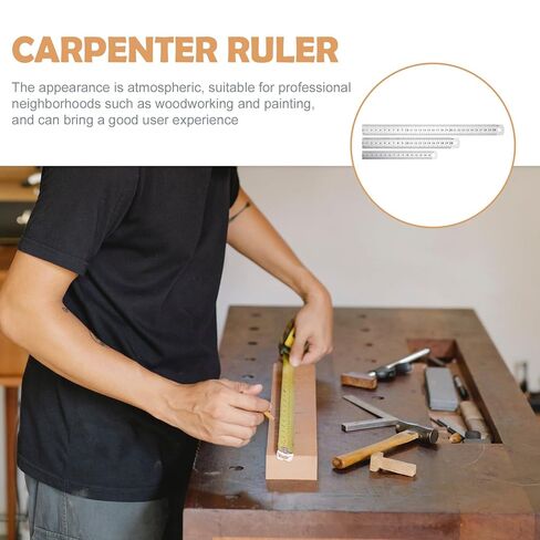 عصا يارد، 3 قطع مسطرة معدنية أدوات ميكانيكية للأطفال، أدوات قياس للرسم والعمل الدقيق، مسطرة من الفولاذ المقاوم للصدأ in Kuwait