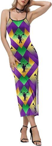 فساتين ماكسي نسائية بحزام سباغيتي مطبوع عليها شامروك كلوفر لعيد القديس باتريك in Kuwait