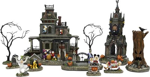 لحظات في الوقت المناسب مجموعة موسيقى LED مكونة من 12 قطعة من Halloween Village مع شخصيات كرتونية مصنوعة يدويًا، تعمل بالبطارية، وتتميز بمؤقت لمنازل وتماثيل مسكونة مضاءة in Saudi Arabia