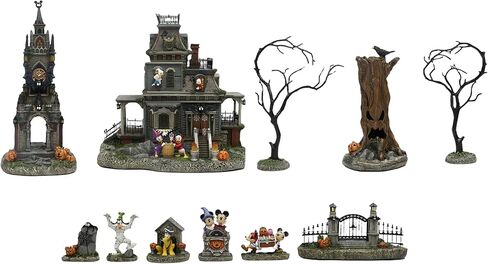 لحظات في الوقت المناسب مجموعة موسيقى LED مكونة من 12 قطعة من Halloween Village مع شخصيات كرتونية مصنوعة يدويًا، تعمل بالبطارية، وتتميز بمؤقت لمنازل وتماثيل مسكونة مضاءة in Saudi Arabia