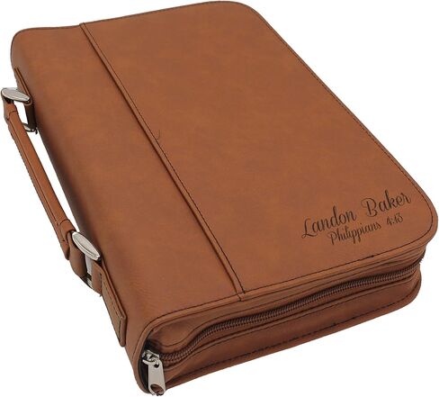 Personalized Bible Cover Holder Case with Carrying Handle for Men and Women (Rawhide with Gold) in Saudi Arabia