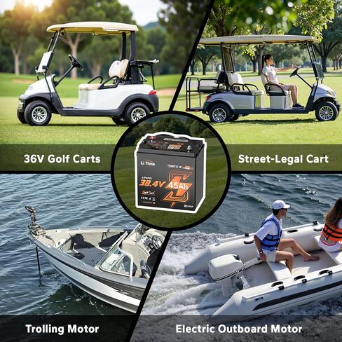 بطارية Litime 36V 45Ah GC2 Bluetooth LiFePO4، مدمجة 90A BMS، حماية من درجة الحرارة المنخفضة، 4000+ دورة، خرج طاقة مستمر بحد أقصى 3.456 كيلو وات، تيار الذروة 225 أمبير، مثالي لعربات الجولف، ومحركات التصيد in Saudi Arabia