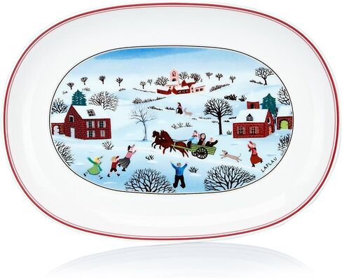 طبق مخلل عيد الميلاد من Villeroy & Boch Design Naif، بورسلين فاخر، صنع في ألمانيا، طبق عرض صغير، 7.75 بوصة، نمط قرية عيد الميلاد in Saudi Arabia