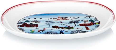 طبق مخلل عيد الميلاد من Villeroy & Boch Design Naif، بورسلين فاخر، صنع في ألمانيا، طبق عرض صغير، 7.75 بوصة، نمط قرية عيد الميلاد in Saudi Arabia