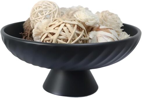 وعاء فواكه مزخرف لمحفظة مفاتيح الحلوى - وعاء ديكور كبير بقاعدة لطاولة المطبخ - أوعية جمالية دائرية مقاس 10 بوصات لتزيين طاولة دخول القهوة (أبيض) in Kuwait