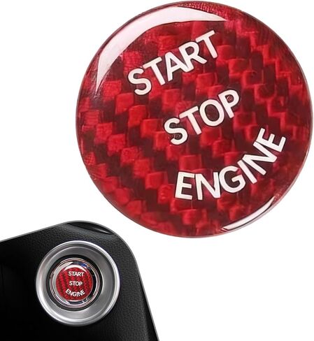 Car Push Start Button Cover, Carbon Fiber Engine Start Button Protector, Car Start Stop Switch Interior Decoration Accessories, Universal for Most Vehicles (Red) in Saudi Arabia