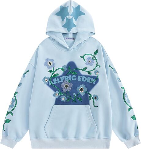 Aelfric Eden Floral Eden Star Pullover Hoodie Embroidery Graphic Hoodies Y2K Oversized Hooded Sweatshirt in Saudi Arabia