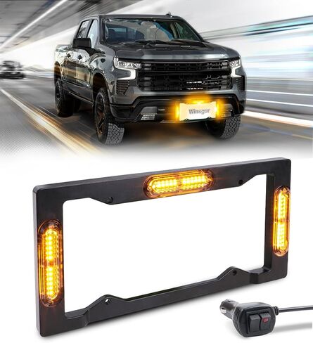 Strobe Lights License Plate for Trucks Amber Front Rear Flashing 36LEDs Emergency Hazard Safety Light Frame for Vehicles Pickup in Saudi Arabia