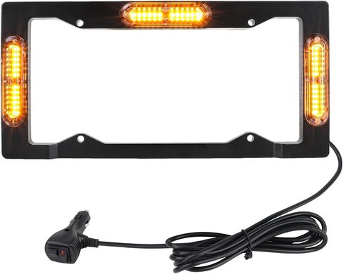 Strobe Lights License Plate for Trucks Amber Front Rear Flashing 36LEDs Emergency Hazard Safety Light Frame for Vehicles Pickup in Saudi Arabia