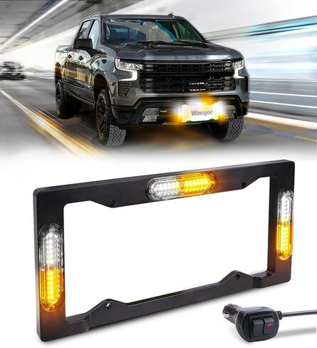 Strobe Lights License Plate for Trucks Amber Front Rear Flashing 36LEDs Emergency Hazard Safety Light Frame for Vehicles Pickup in Saudi Arabia
